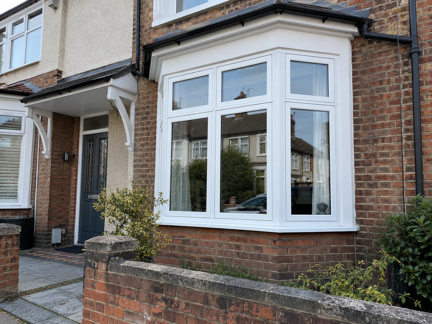 Casement windows in a warm dining room