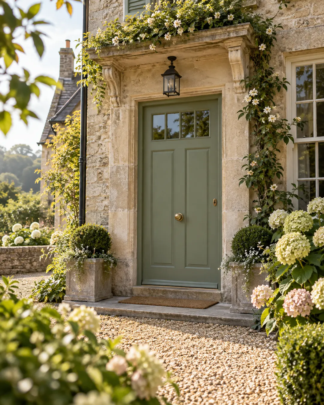 Muted sage bespoke entrance door example