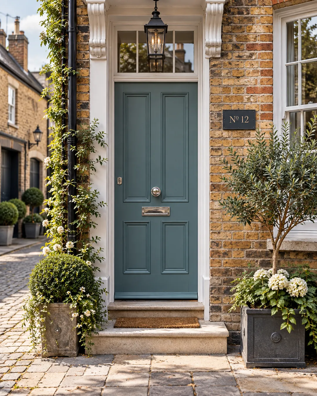 Deep teal bespoke entrance door example