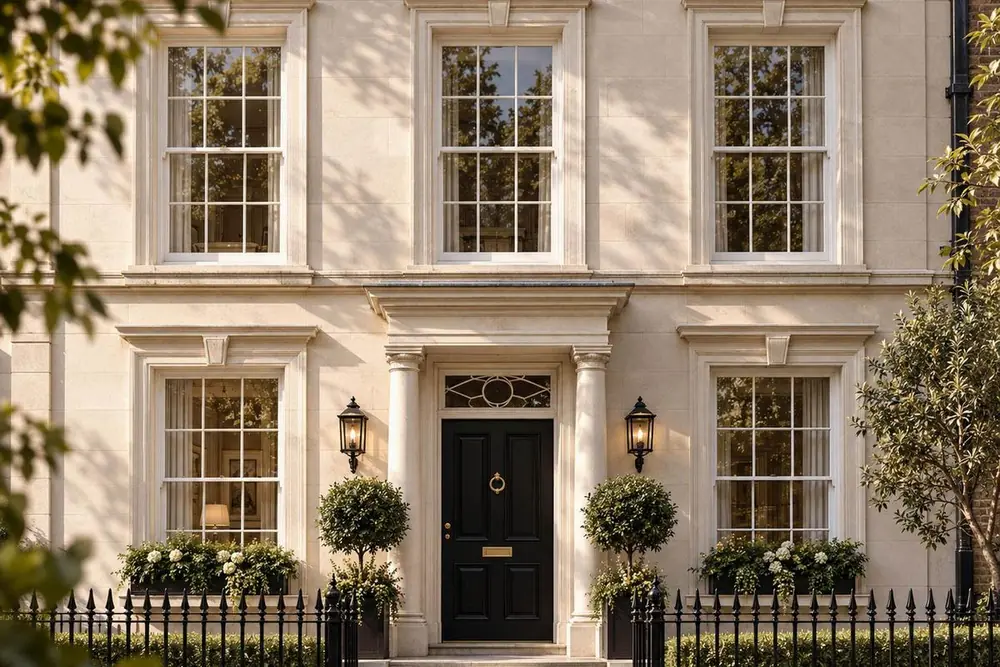 Georgian townhouse with timber sash windows