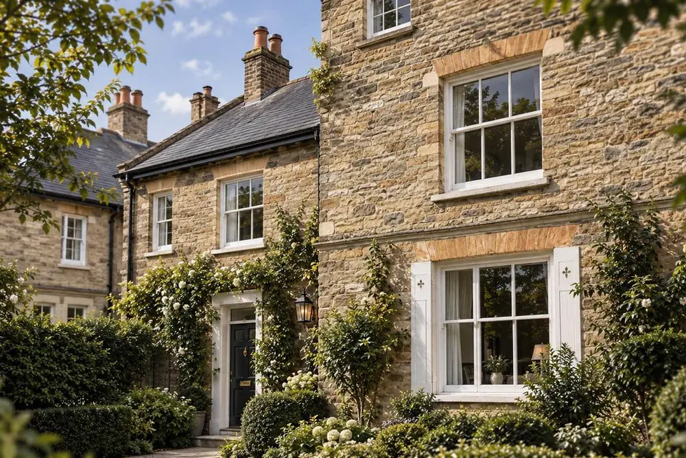 Victorian home with timber windows