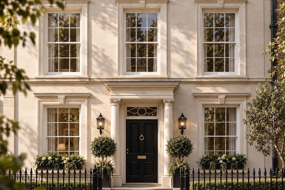 Georgian townhouse sash-window façade