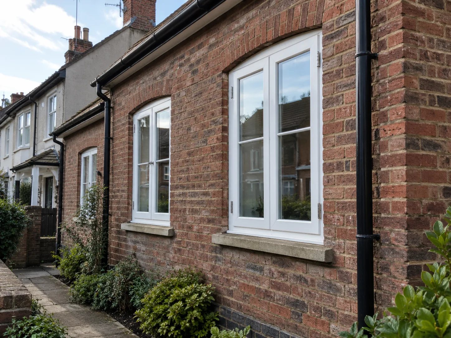 Bedroom with timber casement windows