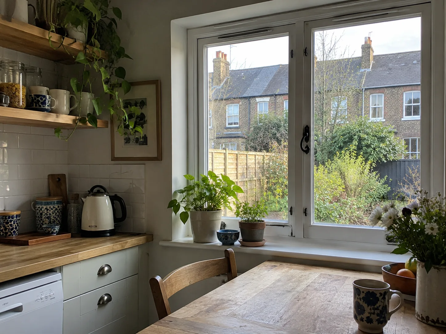 Timber casement windows on a terraced home