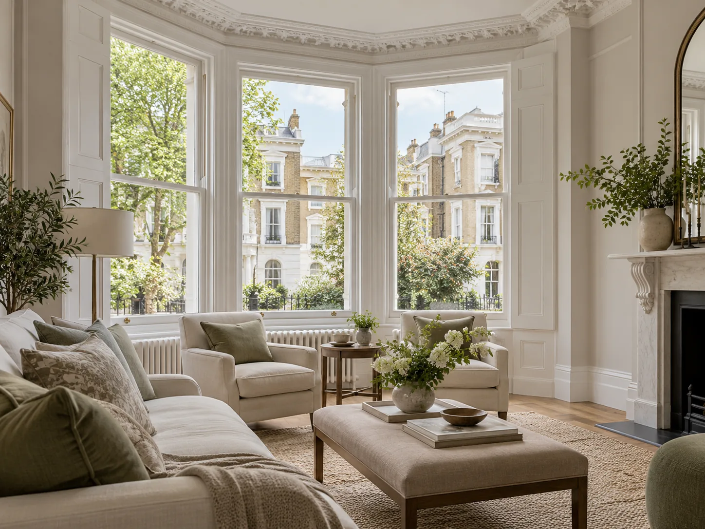 Replacement sash window in a period interior