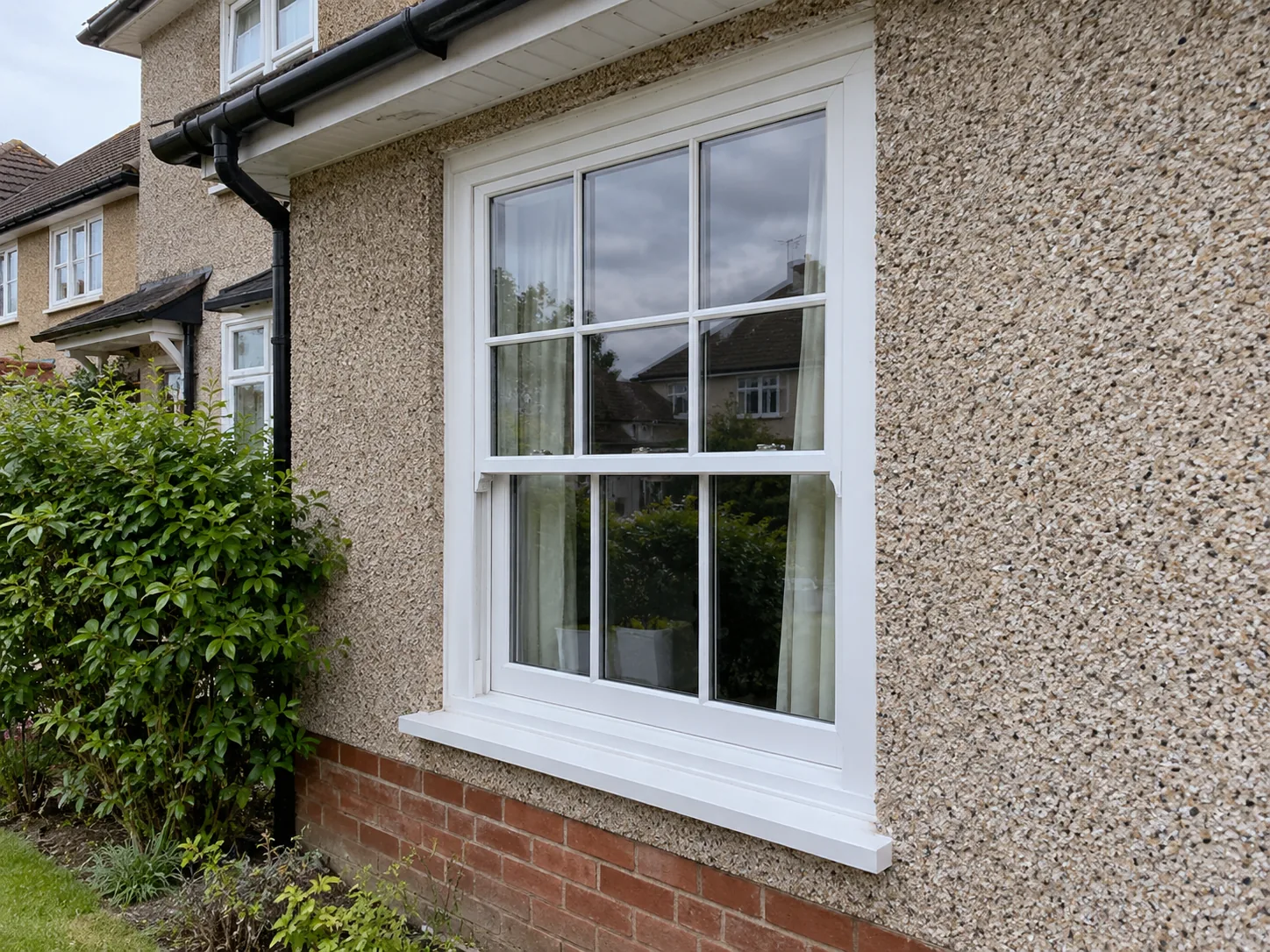 Classic white sash window fitted to a family home